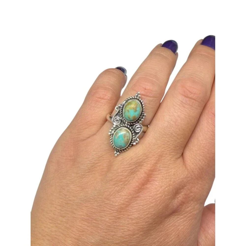 Arizona Mohave Turquoise Ring Adjustable Size 8.5 9 9.5 925 Sterling Silver